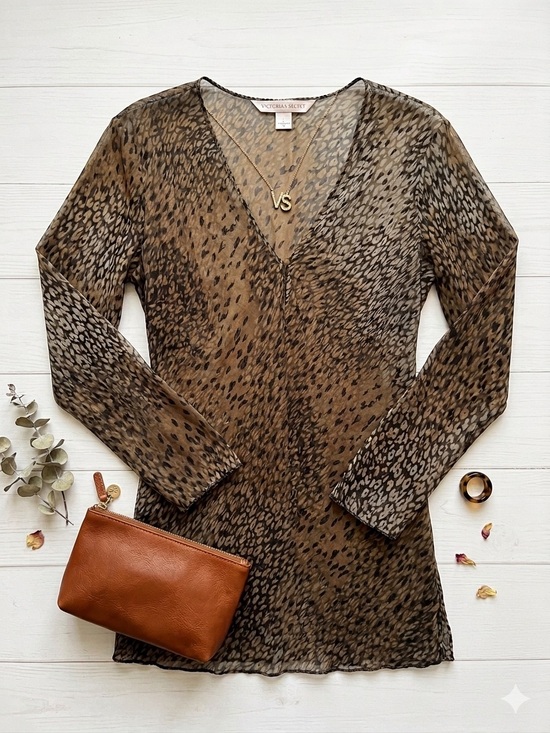 Victoria's Secret Other - Victoria's Secret Leopard Print Sheer Swim Cover-Up